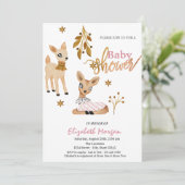 水彩ベビーディアピンクベビーシャワー 招待状 (スタンド正面)