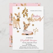 水彩ベビーディアピンクベビーシャワー 招待状 (正面/裏面)