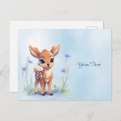 水彩ベビーディアブルーフラワーポストカード ポストカード (正面/裏面)