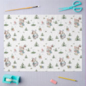 水彩ベビートナカイ雪グローブマツの木 薄葉紙 (クラフト)