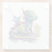 水彩ベビードラゴンお洒落コースター ガラスコースター (裏面)