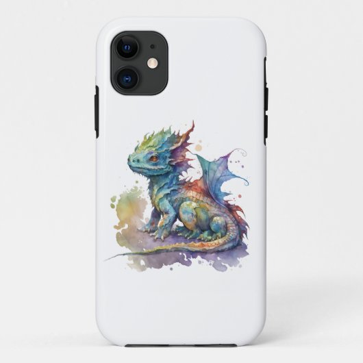 水彩ベビードラゴンお洒落iPhone 11ケース Case-Mate iPhoneケース (裏面)