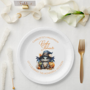水彩ベビードラゴンハロウィンベビーシャワー ペーパープレート