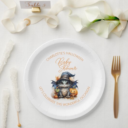 水彩ベビードラゴンハロウィンベビーシャワー ペーパープレート (ウェディング)