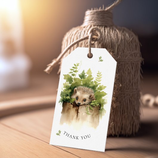 水彩ベビーハリネズミ赤ちゃんシャワー ギフトタグ