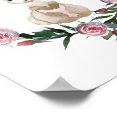 水彩ベビーバニー子供部屋フラワーウッドランド ポスター (角)