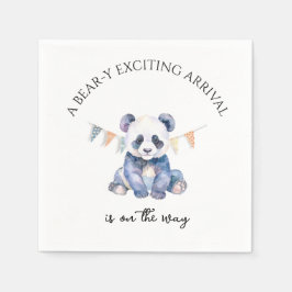 水彩ベビーパンダと旗 スタンダードカクテルナプキン