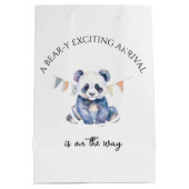 水彩ベビーパンダと旗 ミディアムペーパーバッグ (裏面)