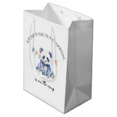 水彩ベビーパンダと旗 ミディアムペーパーバッグ (裏面アングル)