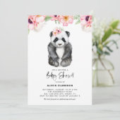 水彩ベビーパンダピンクアノーンベビーシャワー 招待状 (スタンド正面)