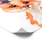 水彩ベビーフォックスキューナーセリー 子供部屋装飾 花 ポスター (角)