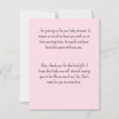 水彩ベビーブラックドットドレスピンク赤ちゃんシャワー サンキューカード (裏面)