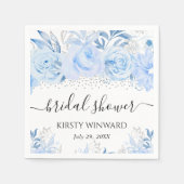 水彩ベビーブルーウィンターフラワーズブライダルシャワー スタンダードカクテルナプキン (正面)