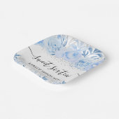 水彩ベビーブルーウィンターフラワーズSweet sixteen ペーパープレート (傾斜あり)