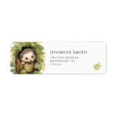 水彩ベビーヘッジホッグベビーシャワー住所 シール (正面)