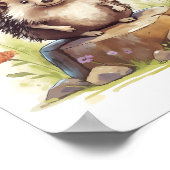 水彩ベビーヘッジホッグ子供部屋ウォールアートデコール ポスター (角)