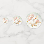 水彩ベビーホワイトガチョウ誕生日パーティーかわいい コンフェッティ (裏面)