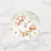 水彩ベビーホワイトガチョウ誕生日パーティーかわいい コンフェッティ (スモール正面)