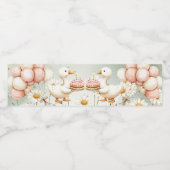 水彩ベビーホワイトガチョウ誕生日パーティーかわいい ペットボトルラベル (シングルラベル)