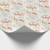 水彩ベビーホワイトガチョウ誕生日パーティーかわいい ラッピングペーパー (角)