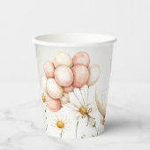 水彩ベビーホワイトガチョウ誕生日パーティーかわいい 紙コップ (正面)