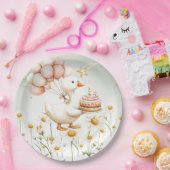 水彩ベビーホワイトグースバースデーパーティー ペーパープレート (パーティー)