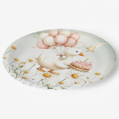 水彩ベビーホワイトグースバースデーパーティー ペーパープレート (アングル)