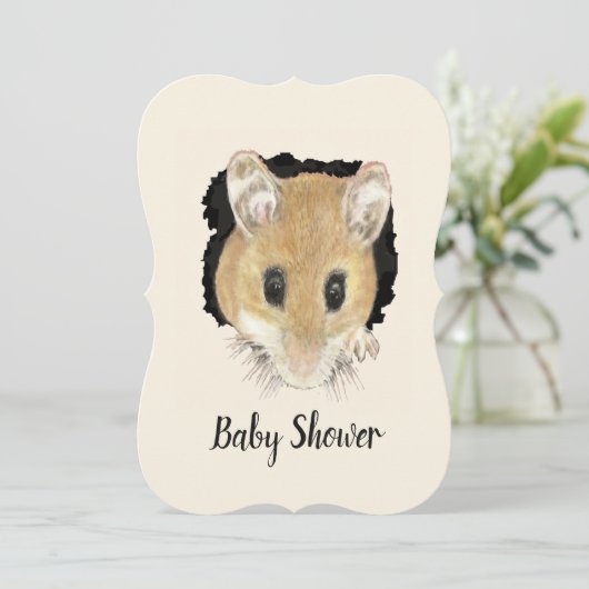 水彩ベビーマウス赤ちゃんシャワー 招待状 (スタンド正面)