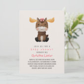 水彩ベビームースかわいいお洒落ベビーガール 招待状 (スタンド正面)