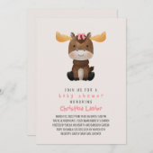 水彩ベビームースかわいいお洒落ベビーガール 招待状 (正面/裏面)