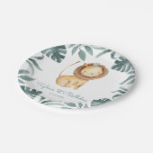 水彩ベビーライオンプリンス熱帯誕生日 ペーパープレート (アングル)