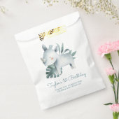 水彩ベビーライノセロスジャングル子供の誕生日 フェイバーバッグ (封をした状態)