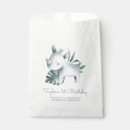 水彩ベビーライノセロスジャングル子供の誕生日 フェイバーバッグ