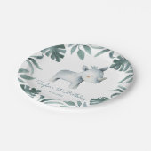 水彩ベビーライノセロスプリンストロピカル ペーパープレート (アングル)