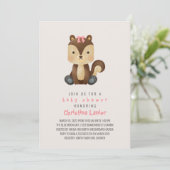 水彩ベビーリスかわいいお洒落ベビーガール 招待状 (スタンド正面)