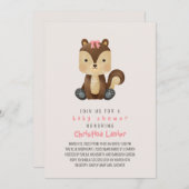 水彩ベビーリスかわいいお洒落ベビーガール 招待状 (正面/裏面)