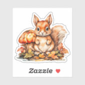 水彩ベビーリス、キノコとドングリ シール (シート)