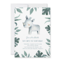 水彩ベビーリノプリンスサファリバースデーパーティー