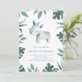 水彩ベビーリノプリンスサファリバースデーパーティー 招待状 (スタンド正面)