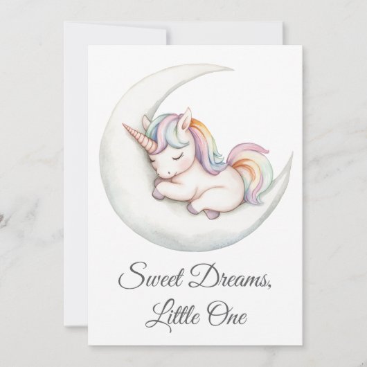水彩ベビーレインボーユニコーンクレセントムーン 招待状 (正面)