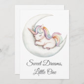 水彩ベビーレインボーユニコーンクレセントムーン 招待状 (正面/裏面)