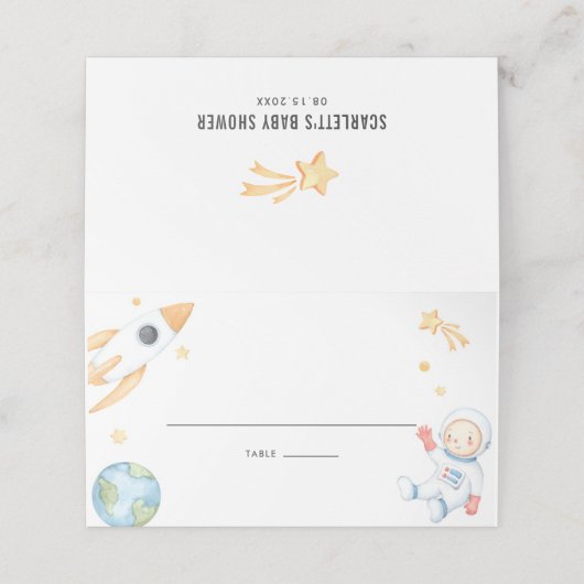 水彩ベビー宇宙飛行士宇宙テーマベビーシャワー プレイスカード (外部開封)