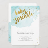 水彩ベビー振りかけ – アクア 招待状 (正面/裏面)