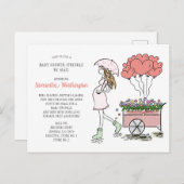 水彩ベビー散水シャワーバイメール招待状 インビテーションポストカード (正面/裏面)