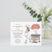 水彩ベビー散水シャワーバイメール招待状 インビテーションポストカード (スタンド正面)