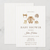 水彩ベビー服 | 秋のベビーシャワー   招待状 (正面/裏面)