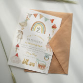 水彩ベビー玩具お洒落誕生日 招待状