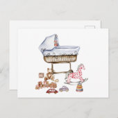 水彩ベビー玩具とテディベアの構成 ポストカード (正面/裏面)