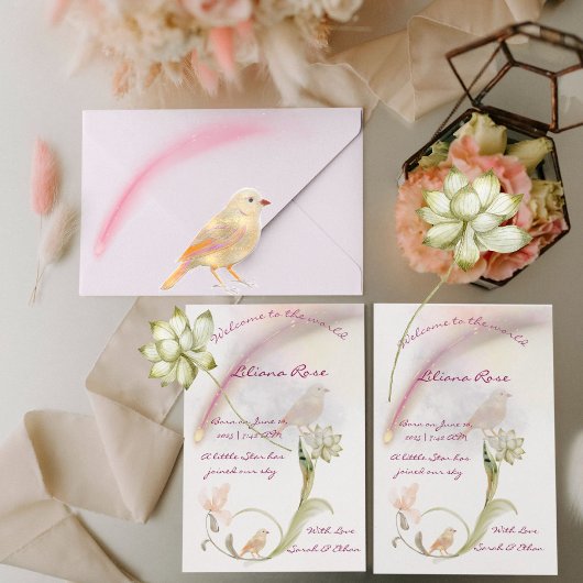 水彩ベビー誕生発表カード 招待状