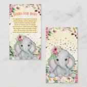 水彩ベビー象の花の本ベビー エンクロージャーカード (正面/裏面)